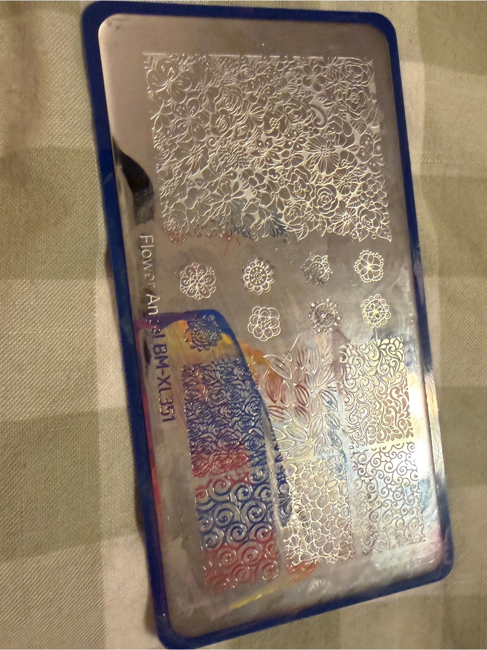 Blue Floral Nail Art Stamping Plate - Flower Art BM-XL351